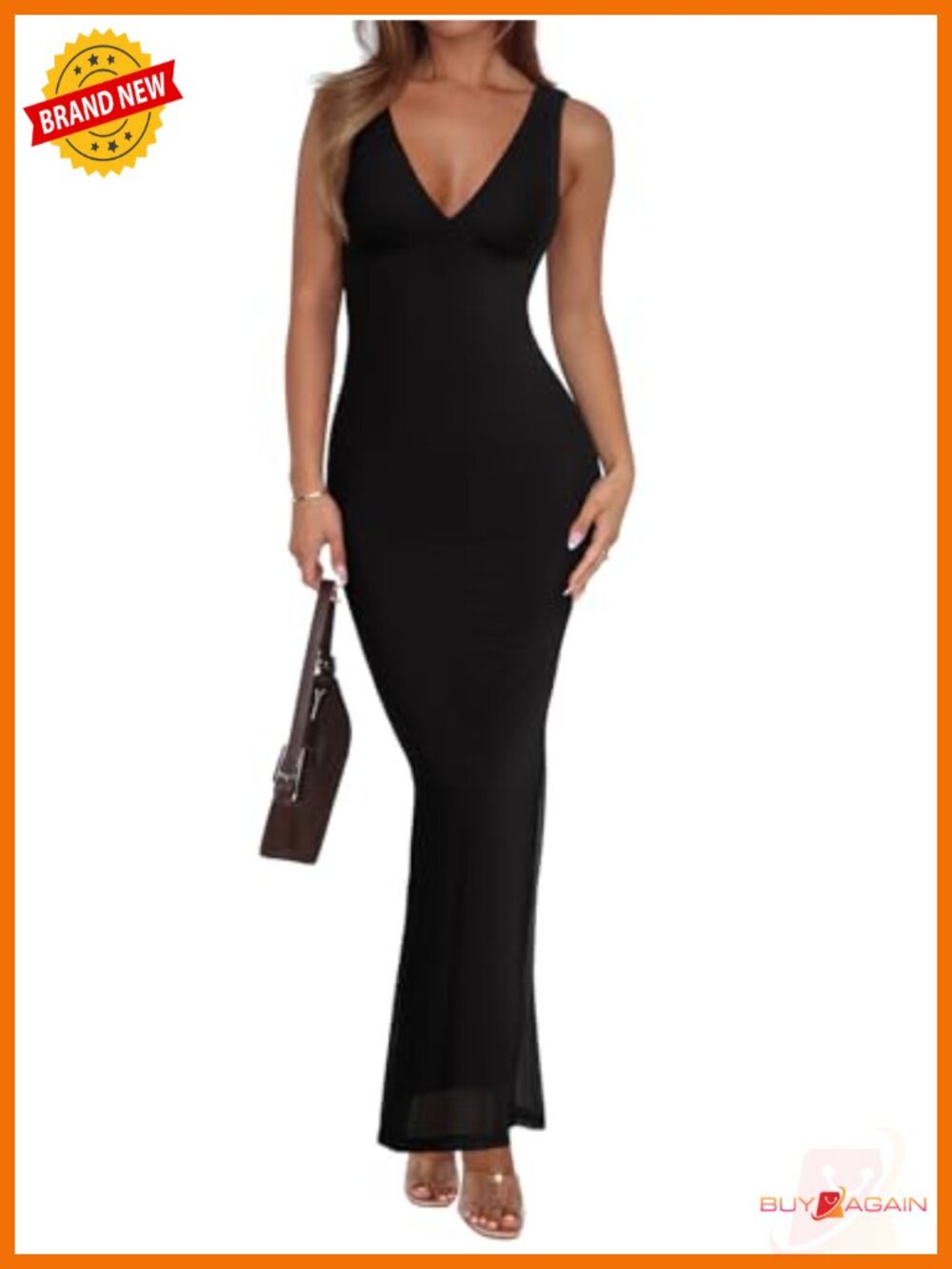 Women's V Neck Sleeveless Mesh Maxi Dress Bodycon Formal Party